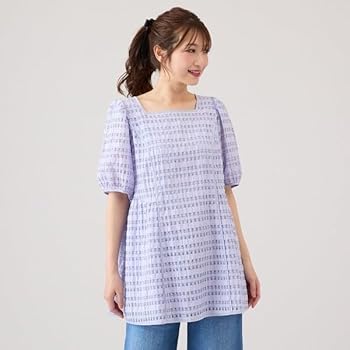 ローズティアラ☆シアーチェックブラウス(*ˊ˘ˋ*)42ネイビー Rose Tiara ブラウス シャツ シャドーチェックフラワーブラウス